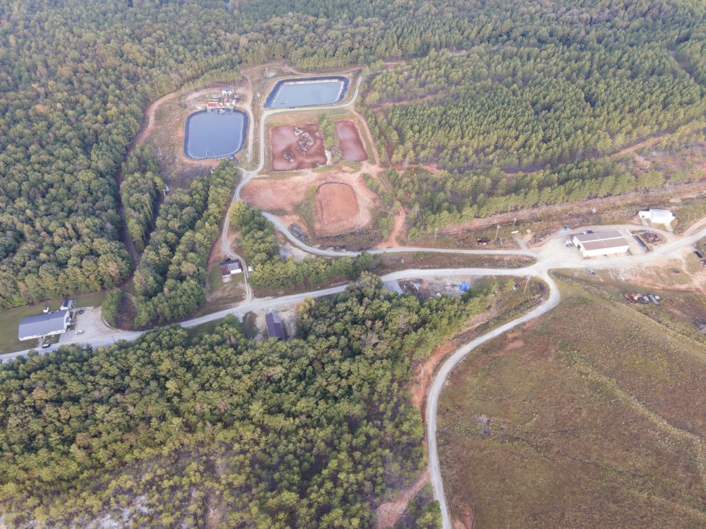 Arial view of the Brewer Gold mine and the surrounding area